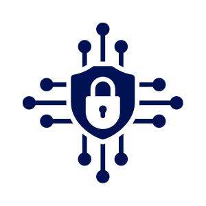 Icon of a lock with lines of data drawing from it