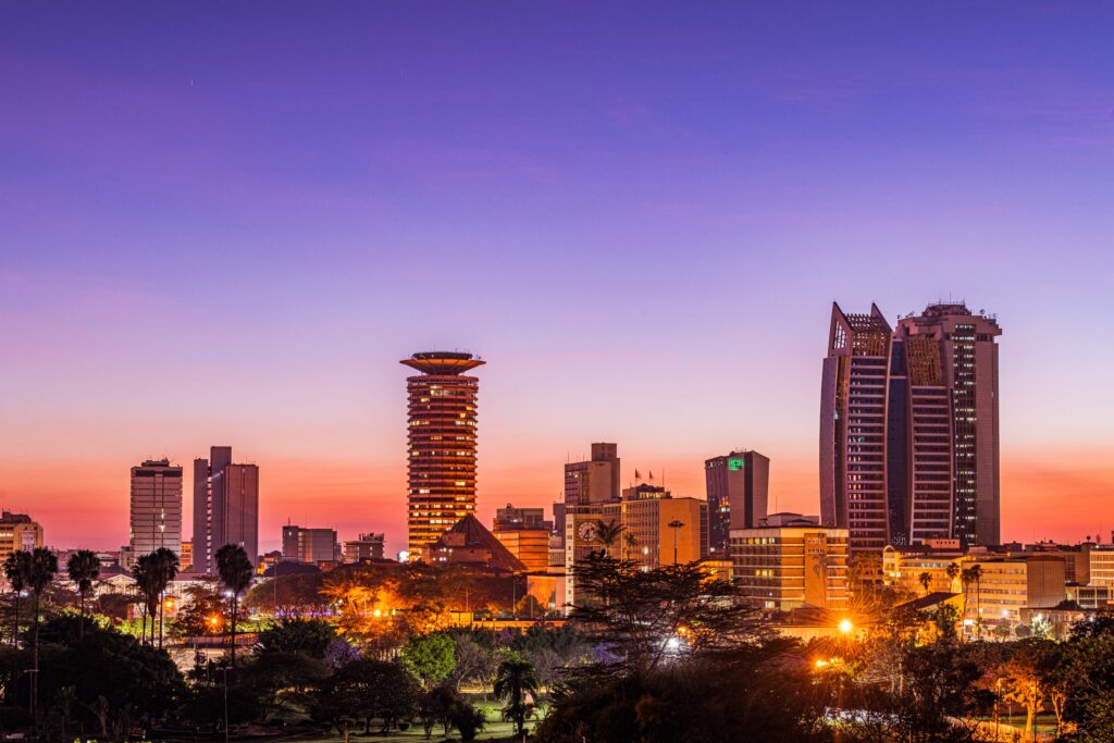 Nairobi's skyline at sunset: outsourcing services