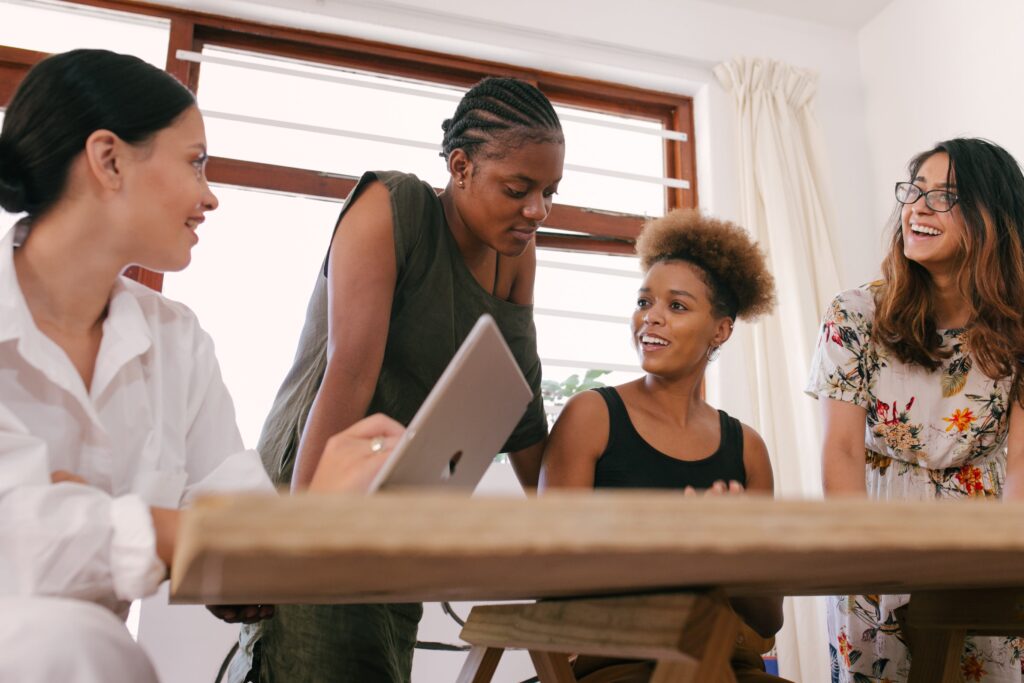 A group in a meeting: outsourced communications